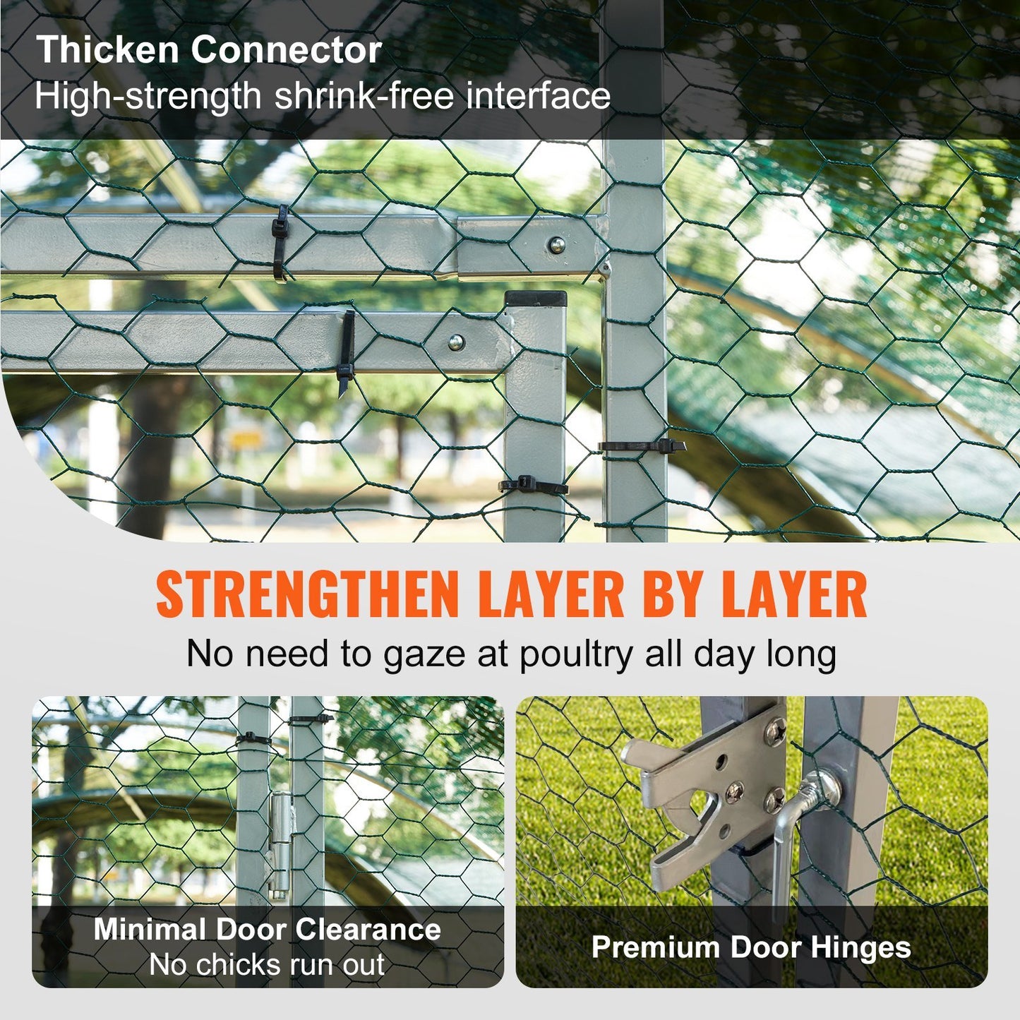 Large Metal Chicken Coop with Run, Walkin Poultry Cage for Yard, Waterproof Cover, 19.7 x 9.8 x 6.6 ft, Peaked Roof for Hen House, Duck Coop and Rabbit, Silver