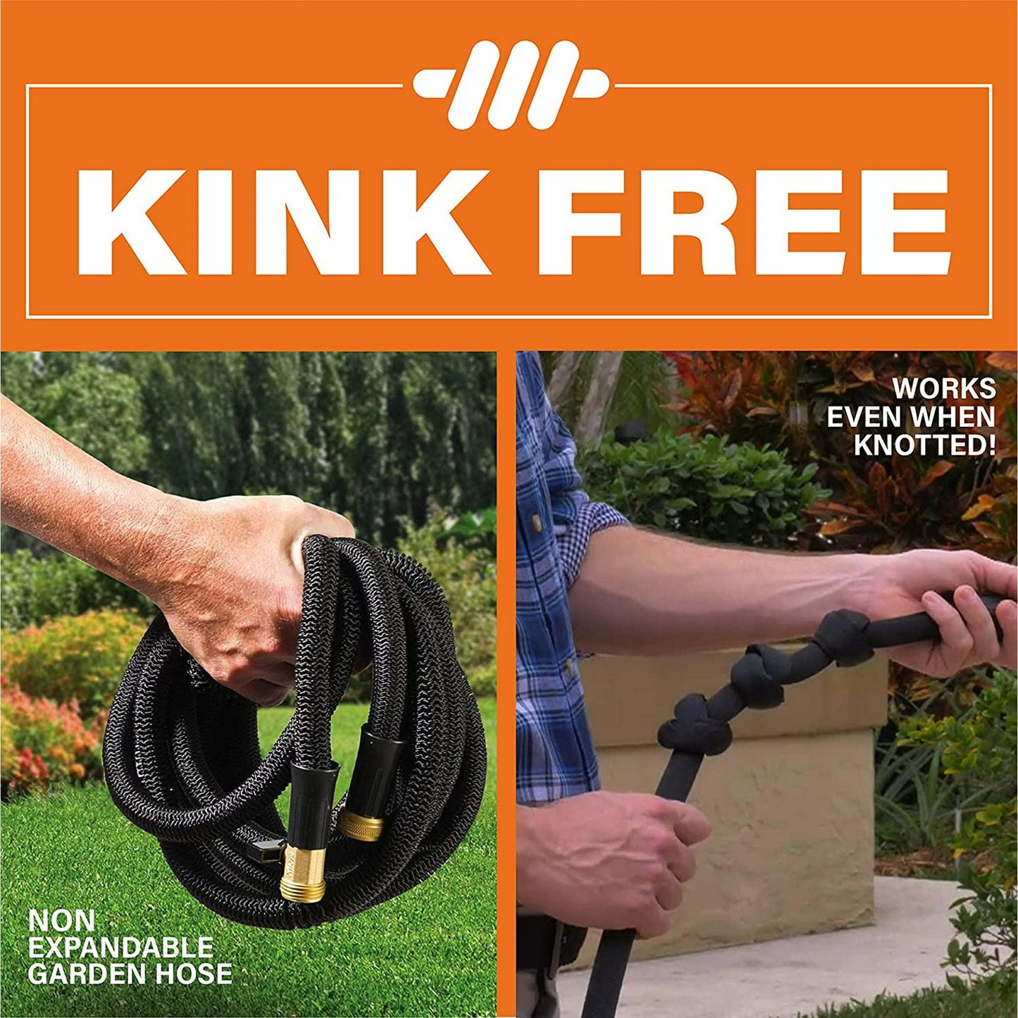 100 ft. Garden Hose Heavy Duty, Lightweight Weatherproof Garden Water Hose, Brass Fittings, Adjustable Brass Spraying and Shooting Nozzle, Kink Free Hose, 500 PSI Tear Resistant- 100ft.