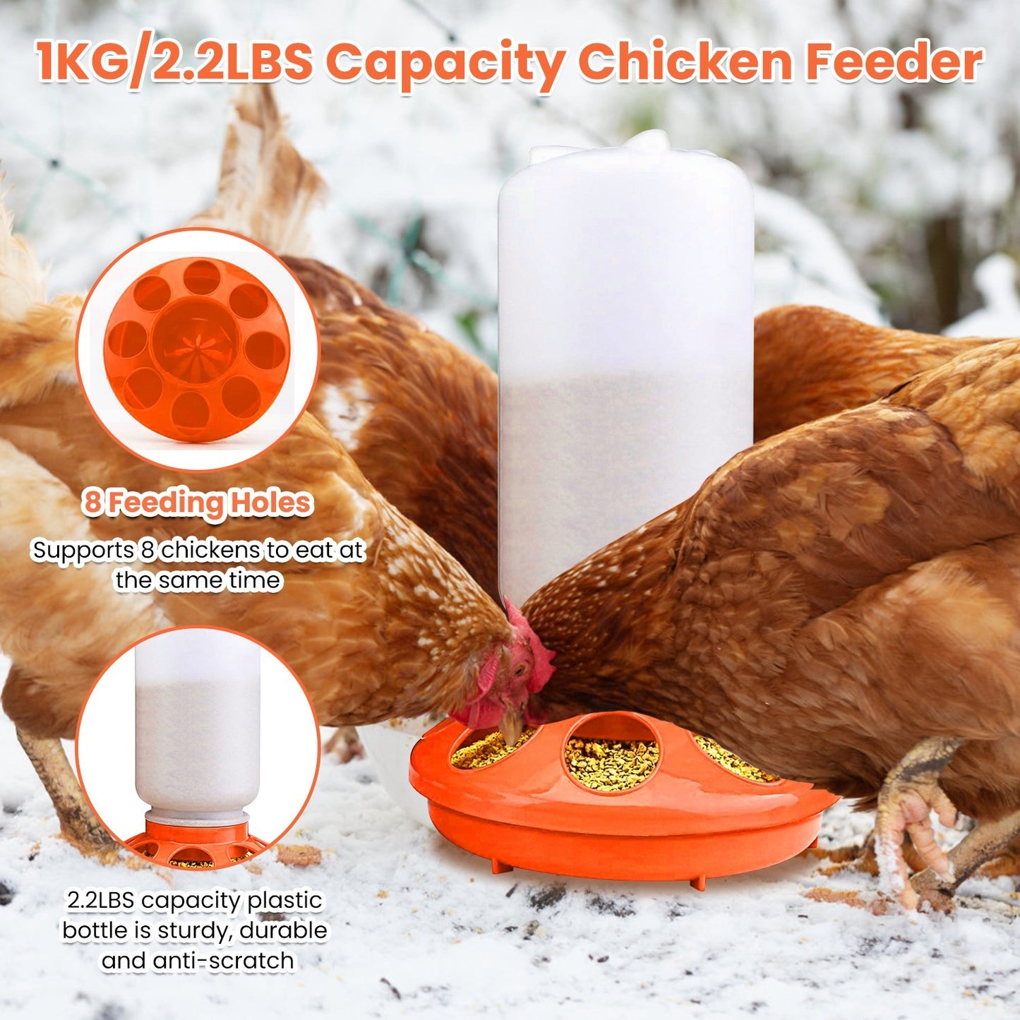 Chicken Feeder Waterer Set 1.5L Hanging Chick Waterer 2.2LBS Height Adjustable Chicken Feeder Poultry Feed Container Kit For Chick Hen Goose Duck