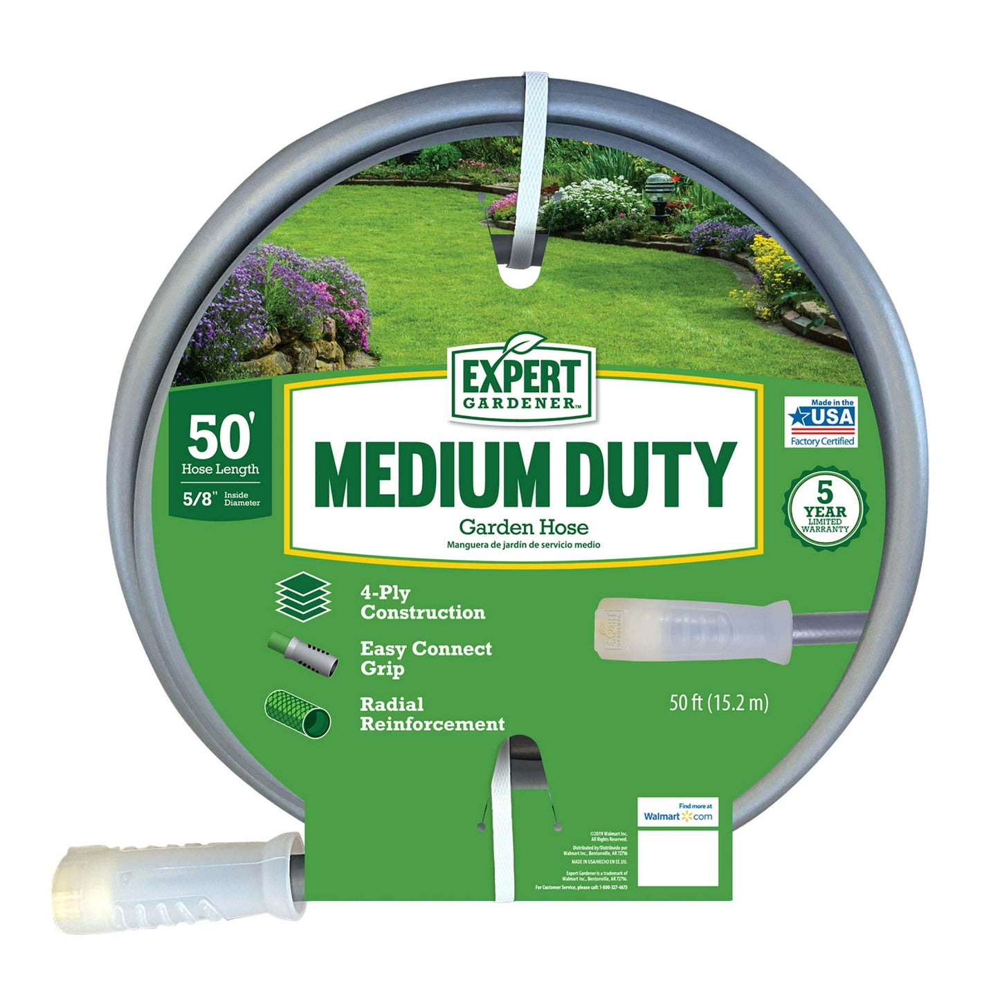 Expert Gardener 50 ft. Medium Duty Garden Hose Gray