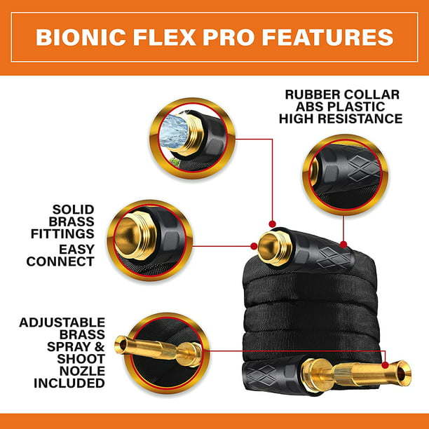 100 ft. Garden Hose Heavy Duty, Lightweight Weatherproof Garden Water Hose, Brass Fittings, Adjustable Brass Spraying and Shooting Nozzle, Kink Free Hose, 500 PSI Tear Resistant- 100ft.