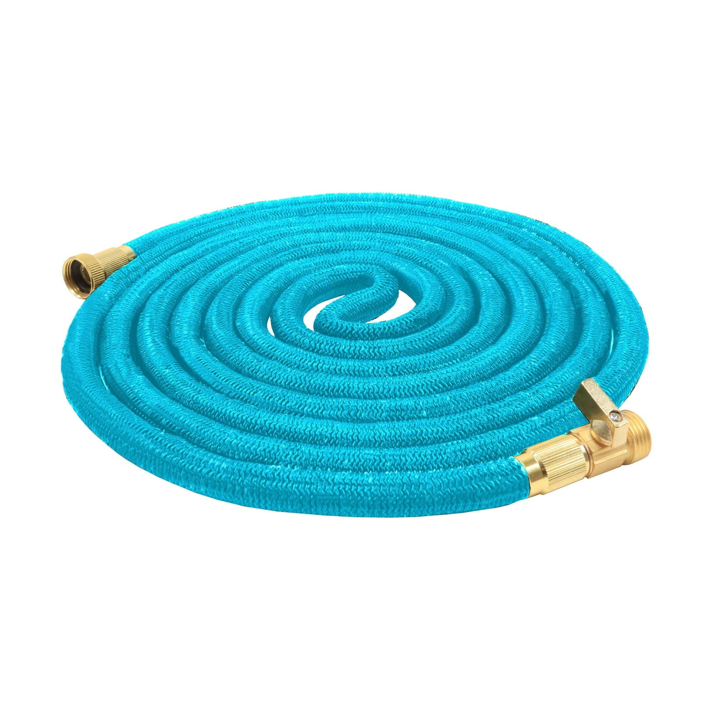 Kink-Free 50 ft. Expandable Garden Hoses W/ Heavy-Duty Brass Valve & Flow Control Shut-off, 5/8-inch (Light Blue)
