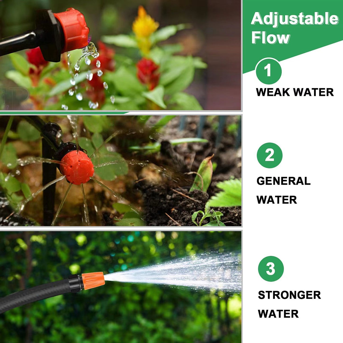 Garden Drip Irrigation Kit, 164 ft./50 m Micro Automatic Drip Irrigation System Kit with 1/4 inch 1/2 inch Blank Distribution Tubing Hose Adjustable Patio Misting Nozzle Emitters Sprinkler