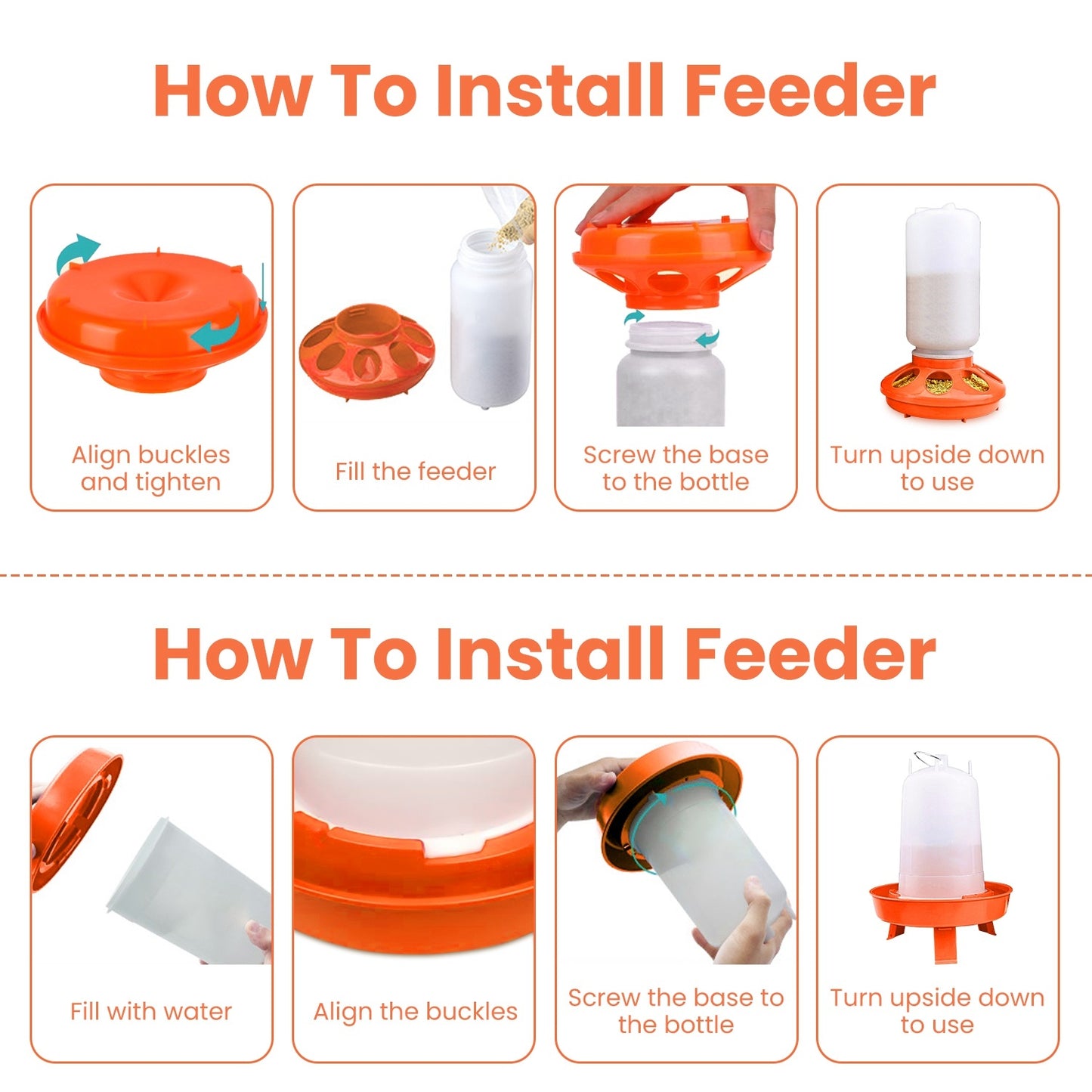 Chicken Feeder Waterer Set 1.5L Hanging Chick Waterer 2.2LBS Height Adjustable Chicken Feeder Poultry Feed Container Kit For Chick Hen Goose Duck