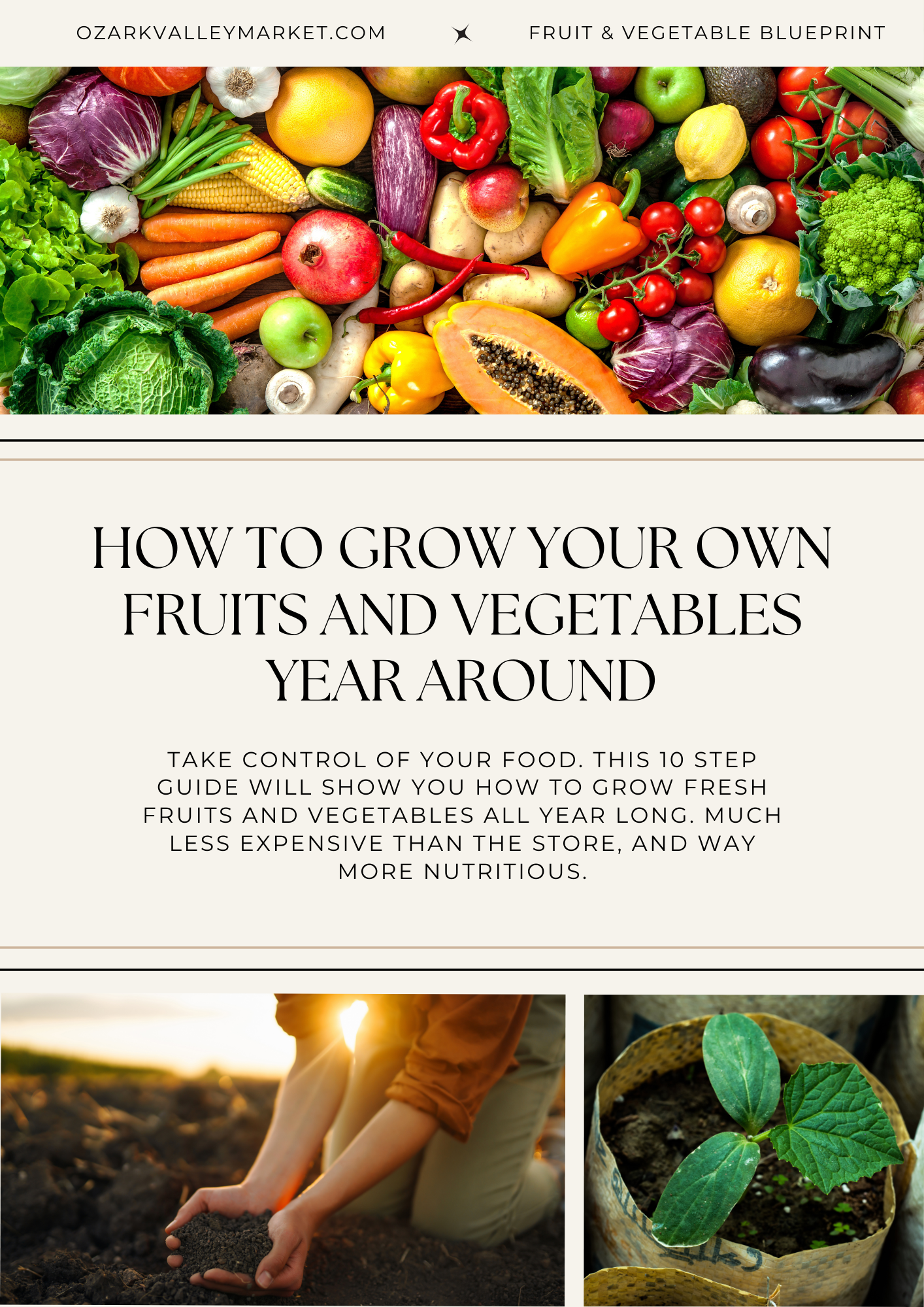 E-Book Digital Download: How to Grow Your Own Fruits and Vegetables Year Around