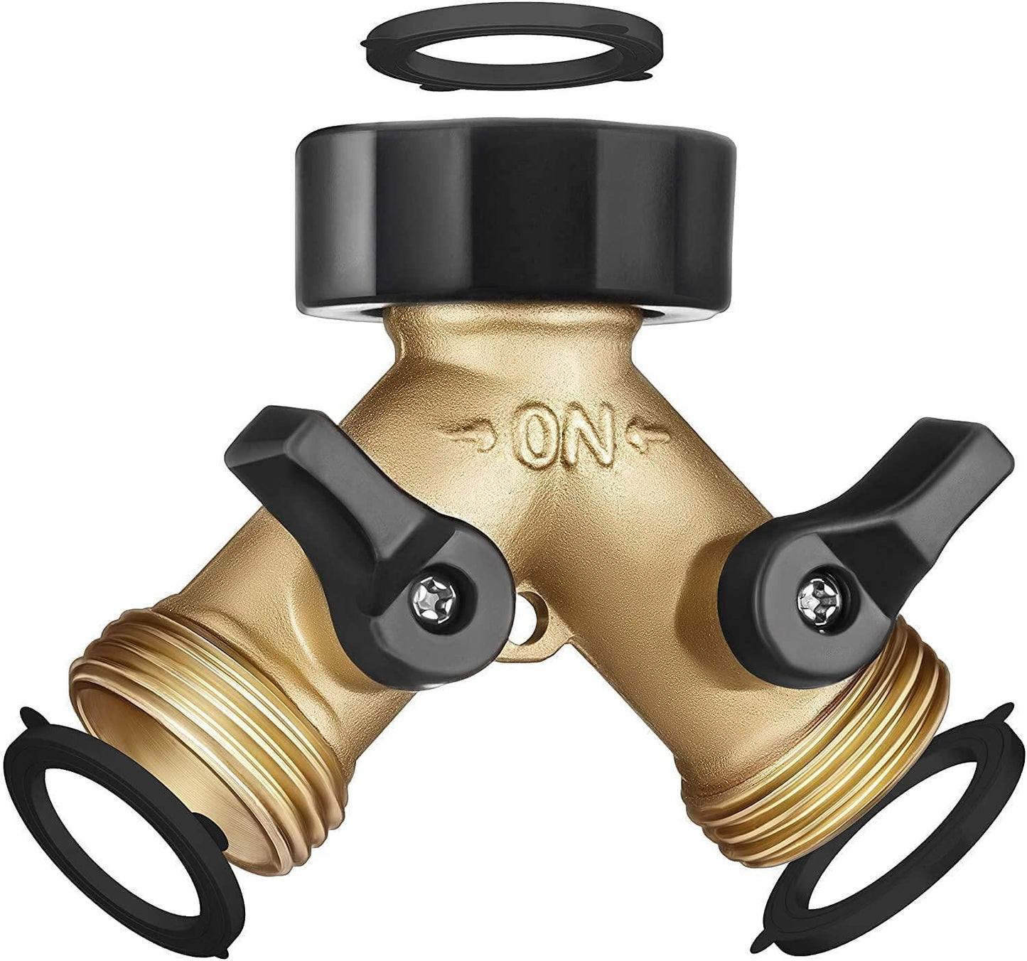 Hose Splitter 2-Way Heavy Duty Brass Water Hose Splitter with Comfortable Grip Y Hose Splitter 2 Way Metal Body for Outdoor and Indoor Use
